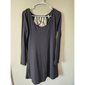 Mudd Dress Size medium Womens Black Long Sleeve Mini Dress Strappy Cage Back